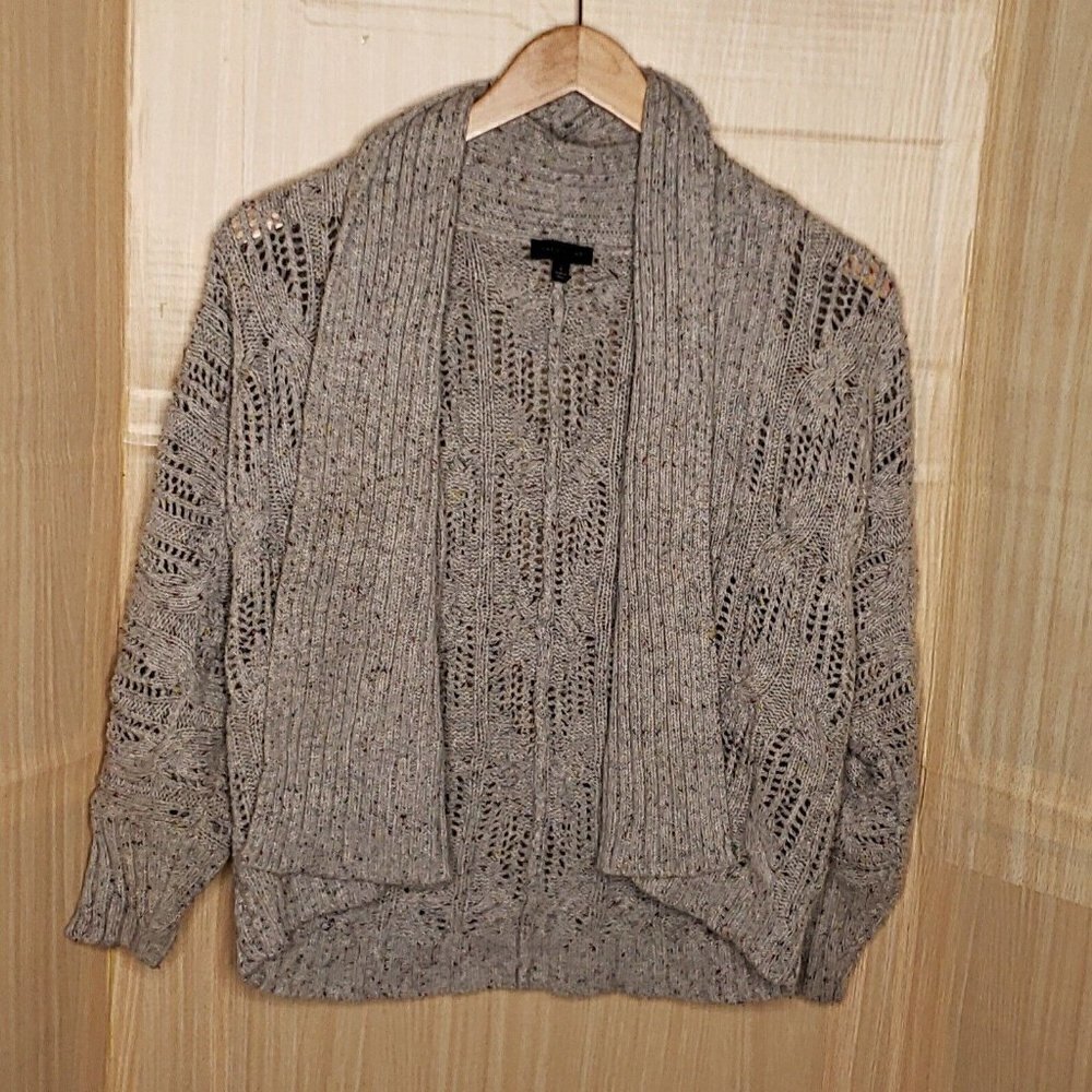 The Limited Grey Heathered Open Front Dolman Sleeve Cardigan Sweater Med…